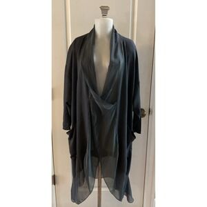 NT By Amati Women's Grey Viscose Silk Top Lagenlook Artsy‎ -One Size Oversized